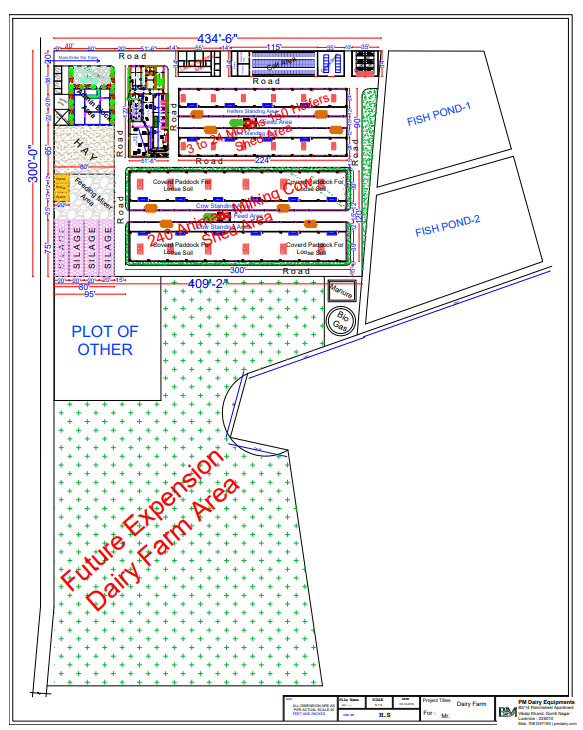 Large Scale Turnkey Dairy Farm CAD Blueprint